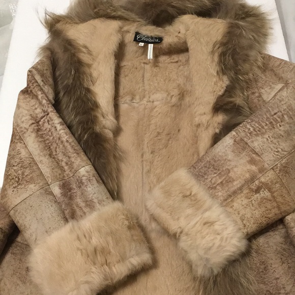 CEDRICS LEATHER RABBIT FUR COAT - Picture 7 of 8